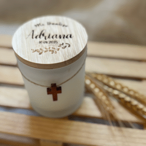 Vela con tapa de Bambú personalizada