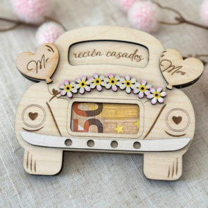 Sobre para dinero en forma de coche, regalo de boda