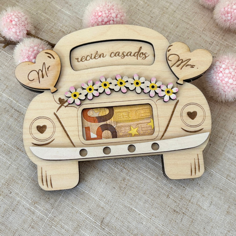 Sobre para dinero en forma de coche, regalo de boda - Imagen 2