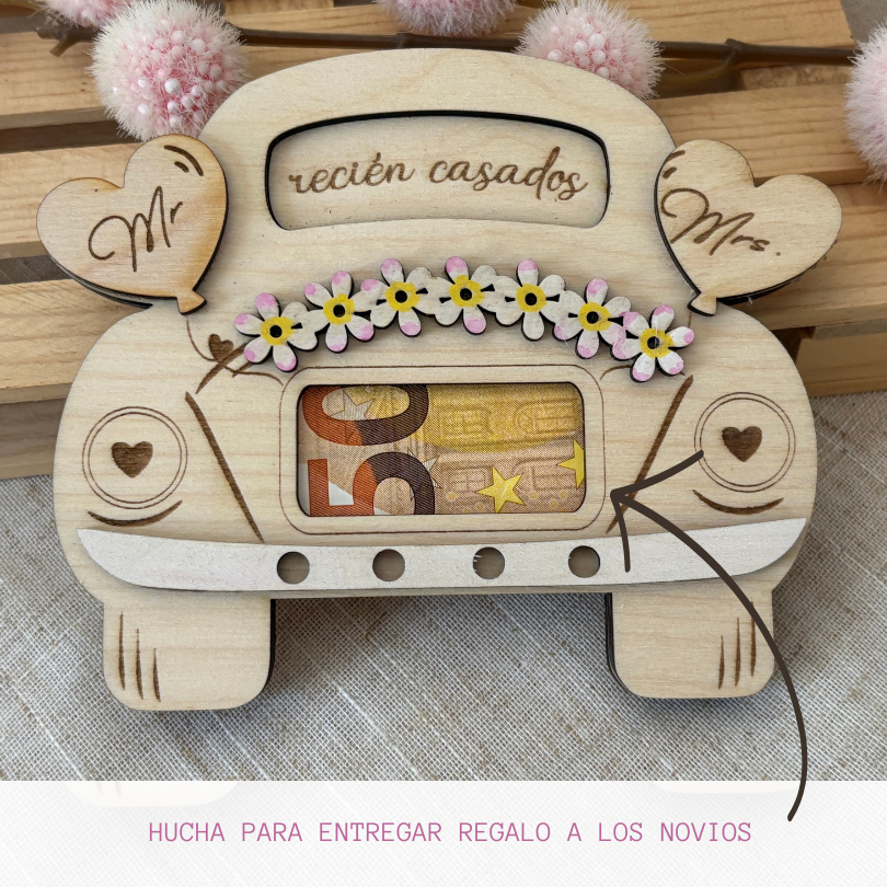 Sobre para dinero en forma de coche, regalo de boda - Imagen 6