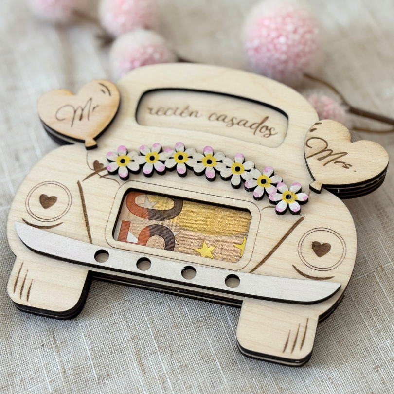 Sobre para dinero en forma de coche, regalo de boda - Imagen 7