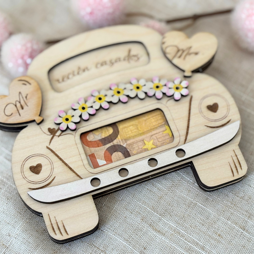 Sobre para dinero en forma de coche, regalo de boda - Imagen 3