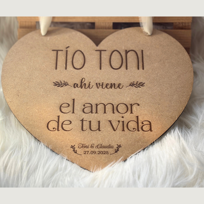 Cartel corazón para pajes boda - Con frase personalizable - Imagen 4