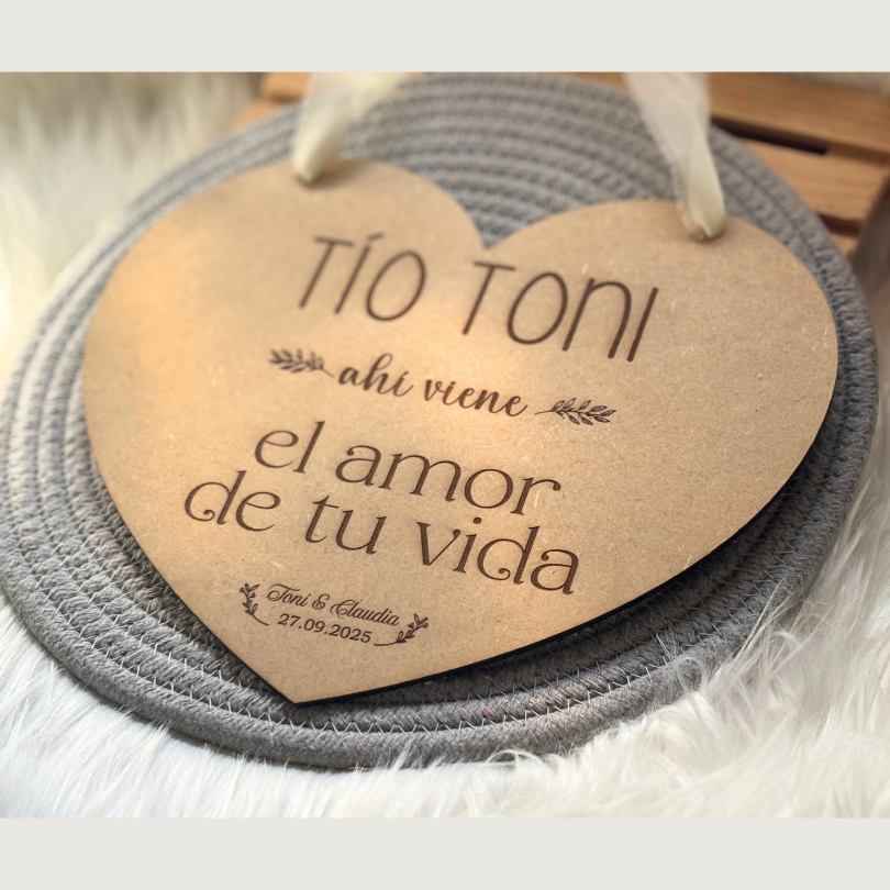 Cartel corazón para pajes boda - Con frase personalizable - Imagen 5