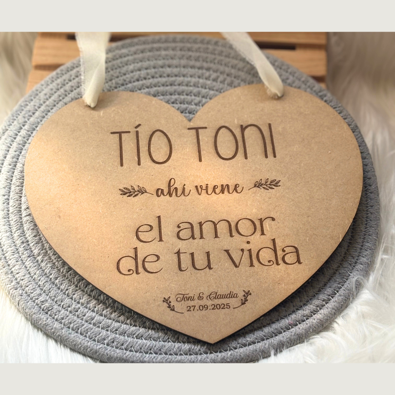 Cartel corazón para pajes boda - Con frase personalizable - Imagen 6