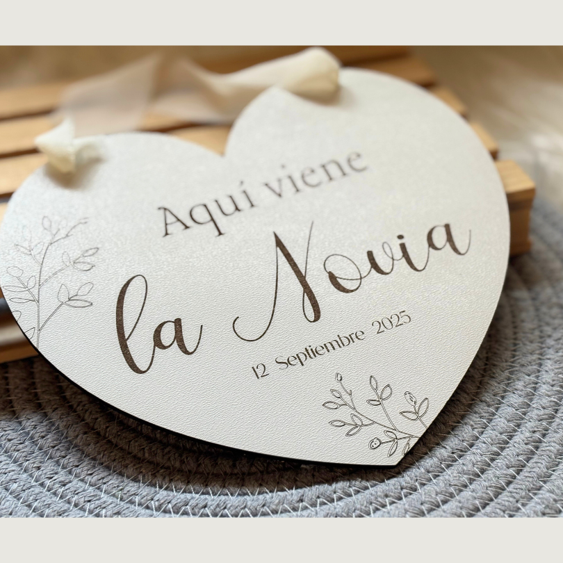 Cartel corazón para pajes boda - Con frase personalizable - Imagen 7