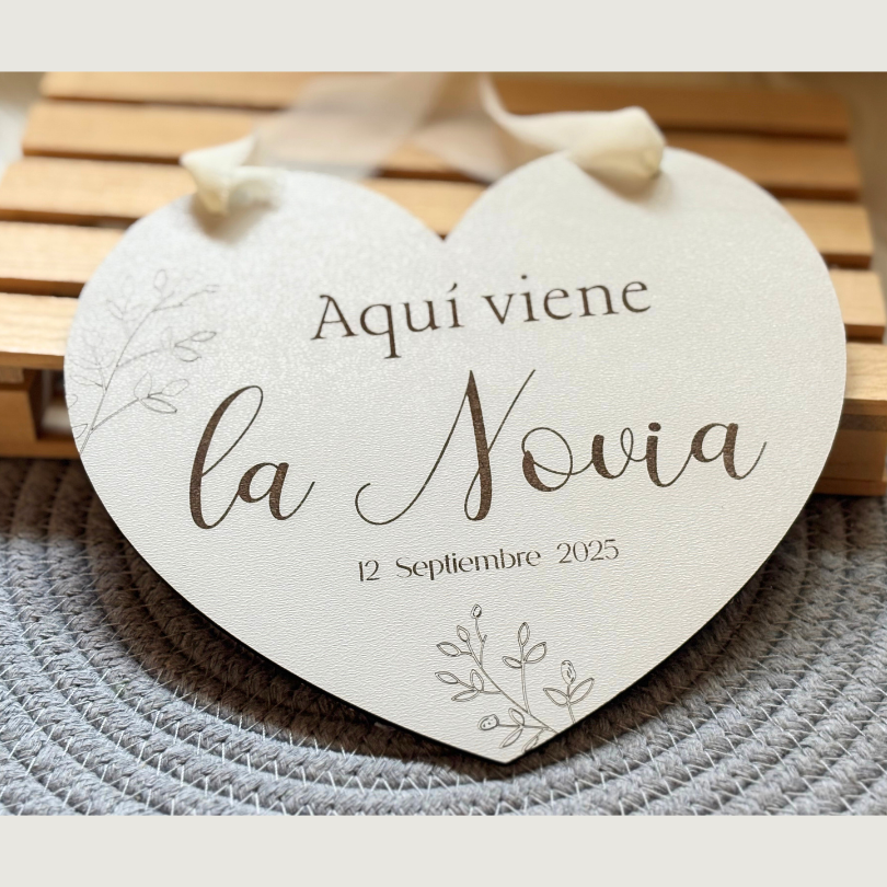 Cartel corazón para pajes boda - Con frase personalizable - Imagen 2