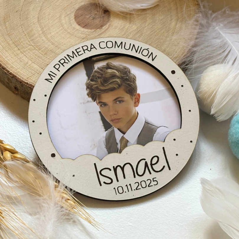 Imán de madera personalizado para bautizos y comuniones - Imagen 2