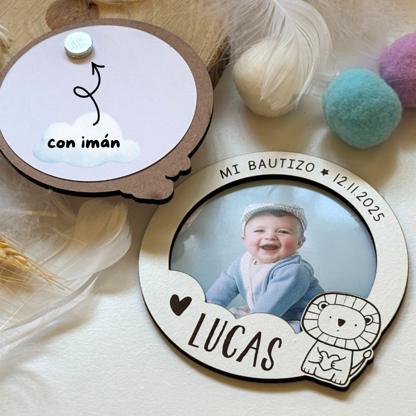 Imán de madera personalizado para bautizos y comuniones - Imagen 3