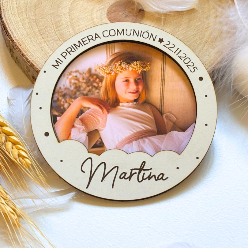 Imán de madera personalizado para bautizos y comuniones - Imagen 7