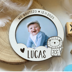 Imán de madera personalizado para bautizos y comuniones
