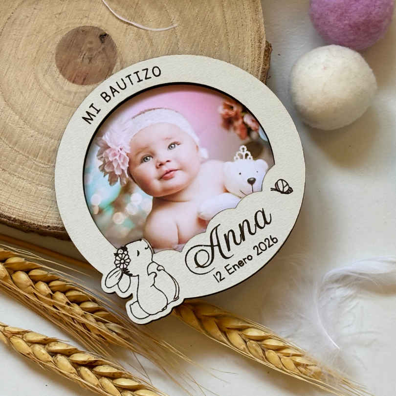 Imán de madera personalizado para bautizos y comuniones - Imagen 5