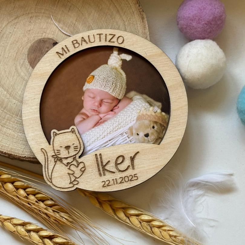 Imán de madera personalizado para bautizos y comuniones - Imagen 4